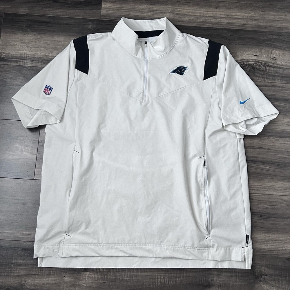 Nike Carolina Panthers On Field Sideline Coaches 1/4 Zip SS Jacket Mens 2XL